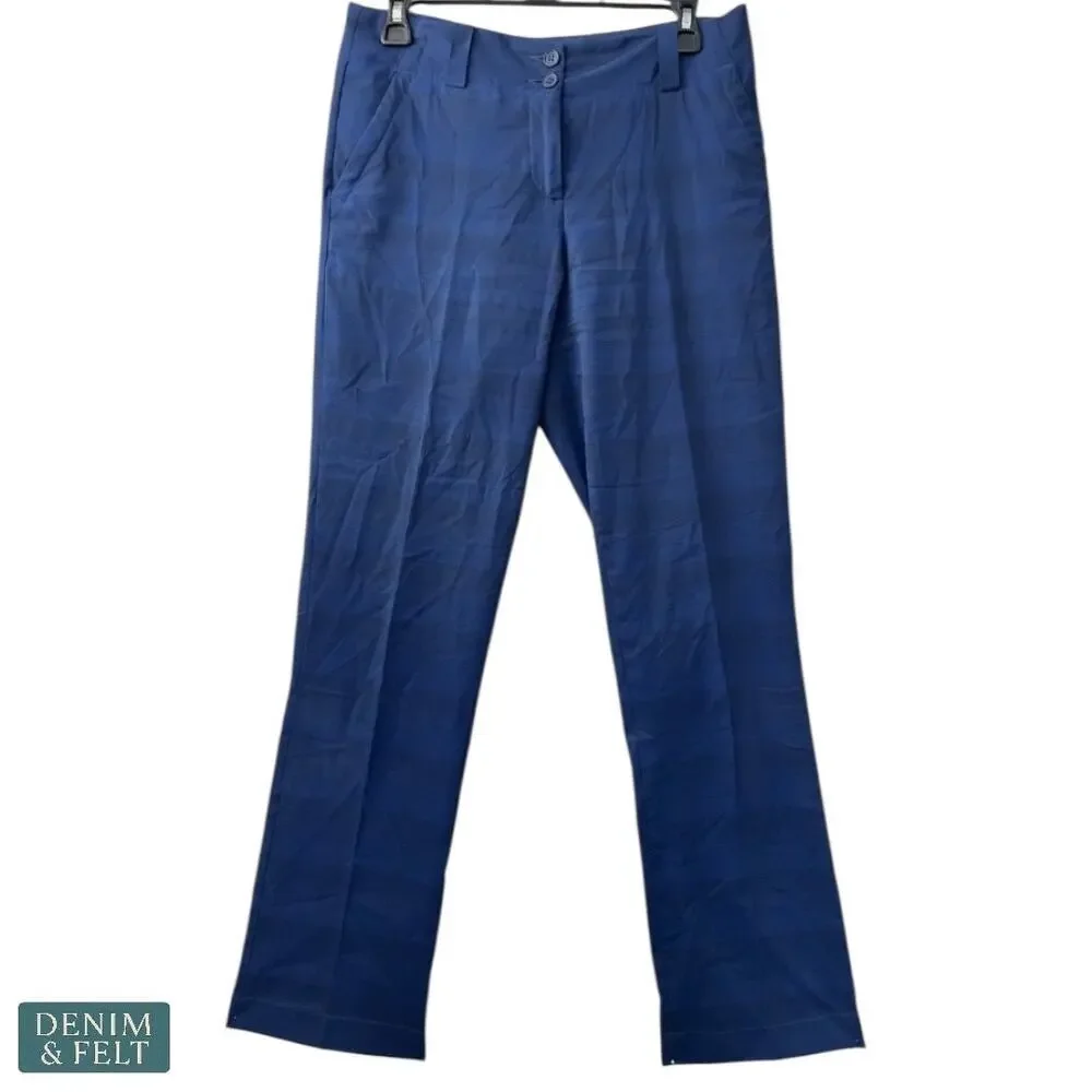 Nike Golf Dri-FIT Blue Plaid Straight‎ Leg Pants Women’s Size 2 31” Inseam